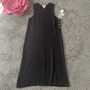 ORIGINAL TY WEAR Sz 10 PETITE Lyocel Side Button Slit Maxi Overall Dress Jumper